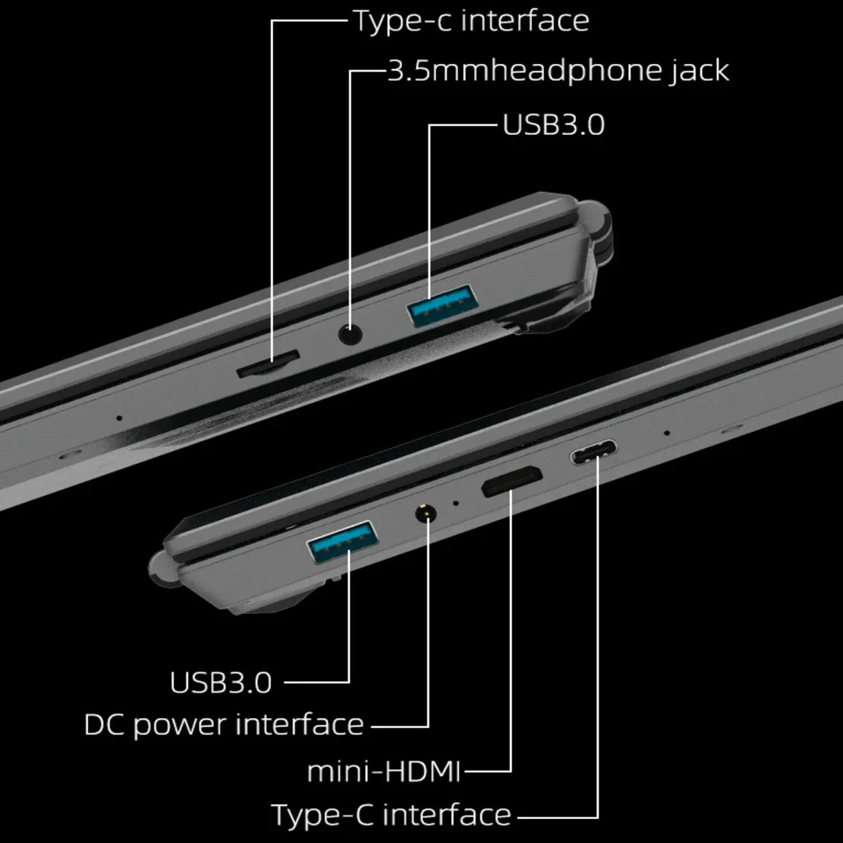 CARBAYTA 15.6"+7" Dual Screen Laptop Intel N95 32GB 16GB DDR4 RGB Backlit Keyboard Computer Notebook Laptops 7" Touch Screen