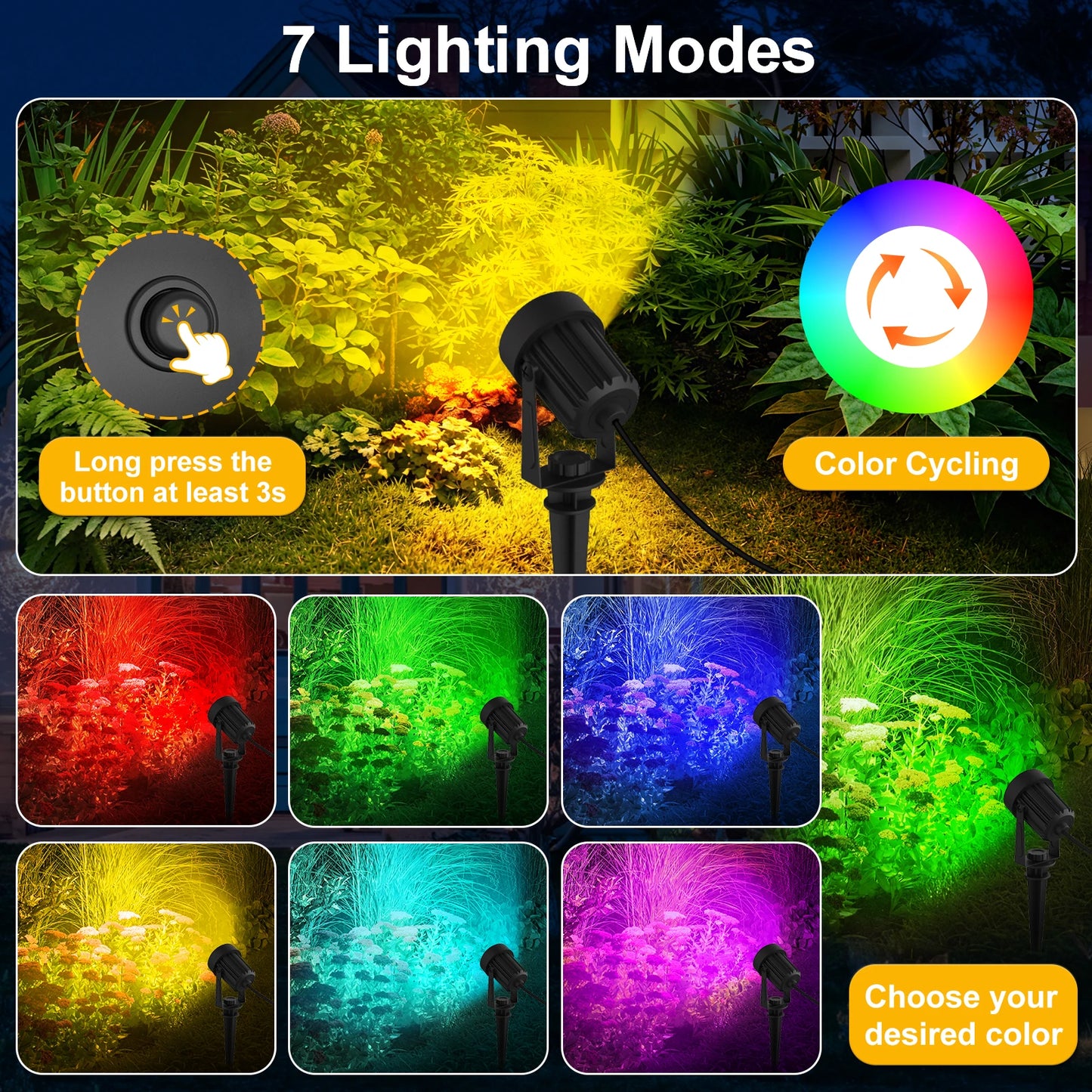 RGB/3000K/6000k Solar Garden Light Outdoor Solar Power Spotlight IP65 Waterproof Wall Light Lawn Lamp For Yard Lawn Walkway