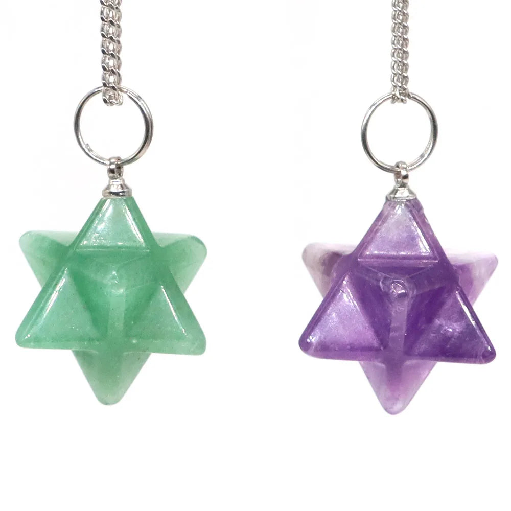13mm Merkaba Star Pendant Natural Hexagram Stone Necklace Reiki Healing Crystal Wiccan Energy Gemston For DIY Jewelry Home Decor