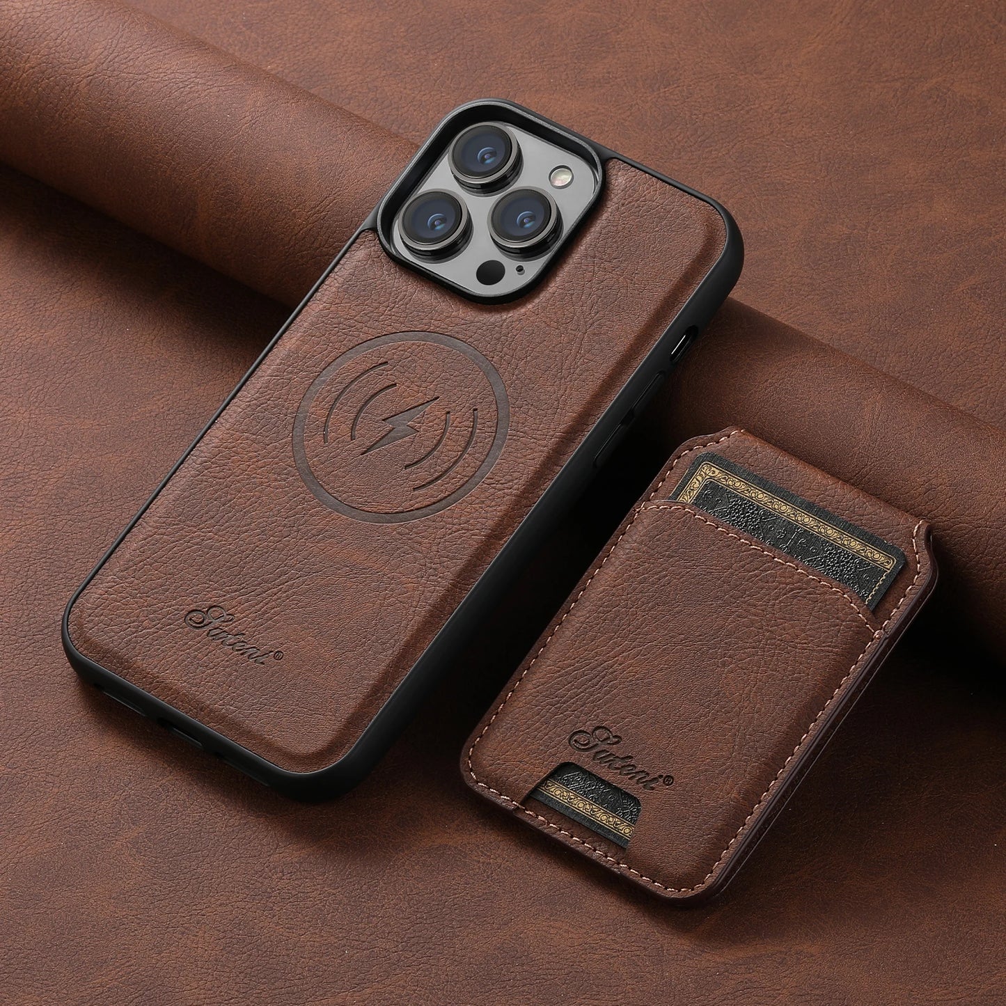 Wallet Phone Case Card Holder Leather Magnetic Pocket Cover For Wireless Charging For iPhone 12 13 14 15 16 Plus 17 ProMax