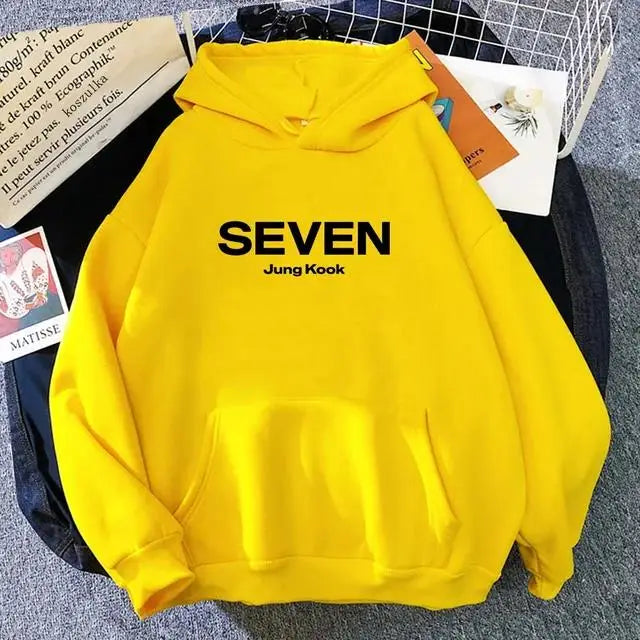 Letter Print JungKook Seven Hoodie Women/Men Harajuku Aesthetic Hoodies Unisex Autumn Winter Pullovers Dropshipping Sweatshirts