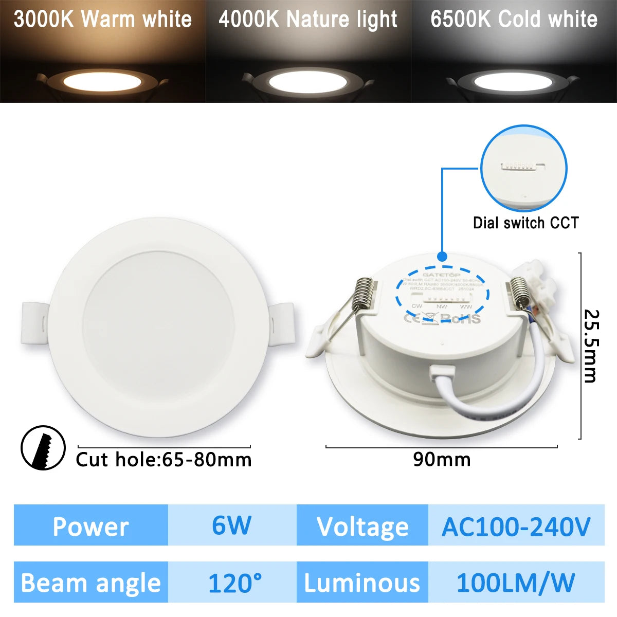 1-10pcs Led Surface Mounted Spot Downlight CCT 3000/4000/6500K Anti-glare Ceiling Lamp Foldable Spotlights for BedRoom Bathroom