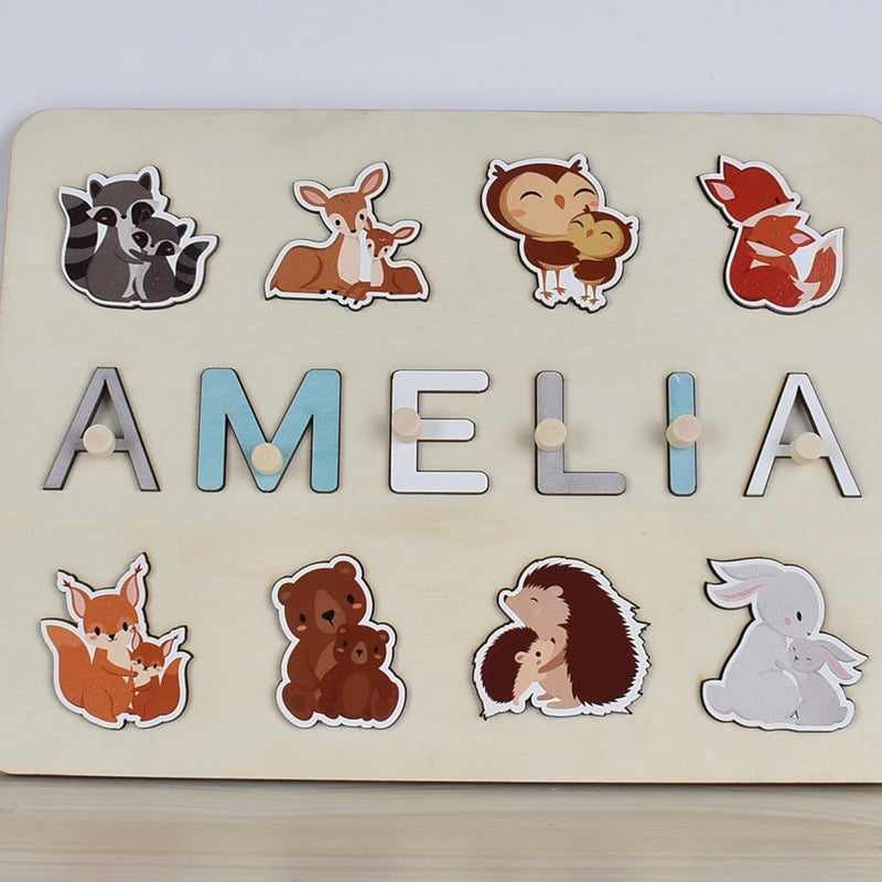 Montessori Personalised Wooden Puzzle Baby Custom First Name Puzzle Customization Letter Board Gift Child Jigsaw Educational Toy
