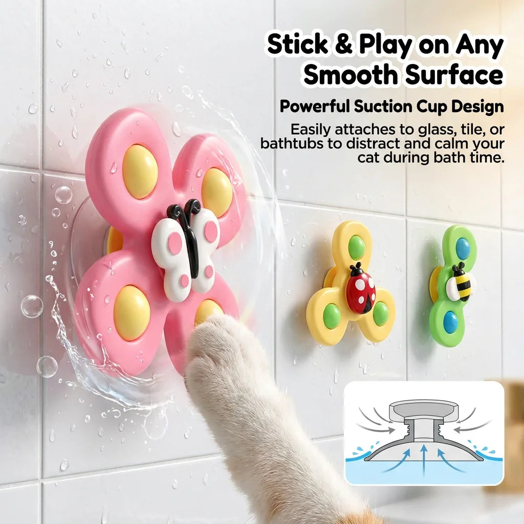 Pet cat toys, insect suction cups, spinning toys, rotating windmills, cat teasers, cat stress relief toys, pet toys
