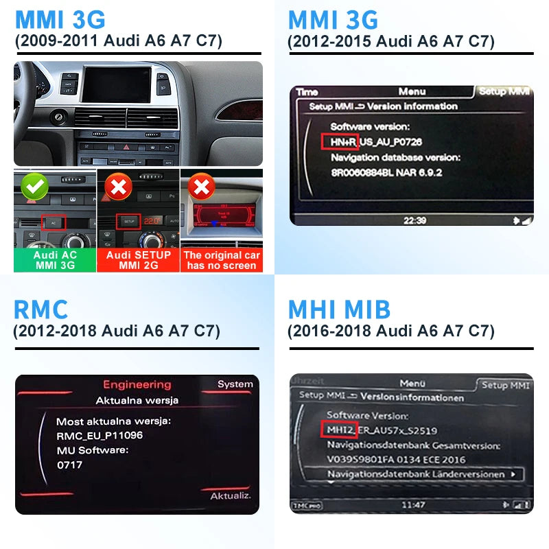 Wireless CarPlay For Audi A6 A7 C7 MMI 3G HN+R 2009-2015 RMC 2012-2018 MIB 2016-2018 Car Play Android Auto Reverse Camera