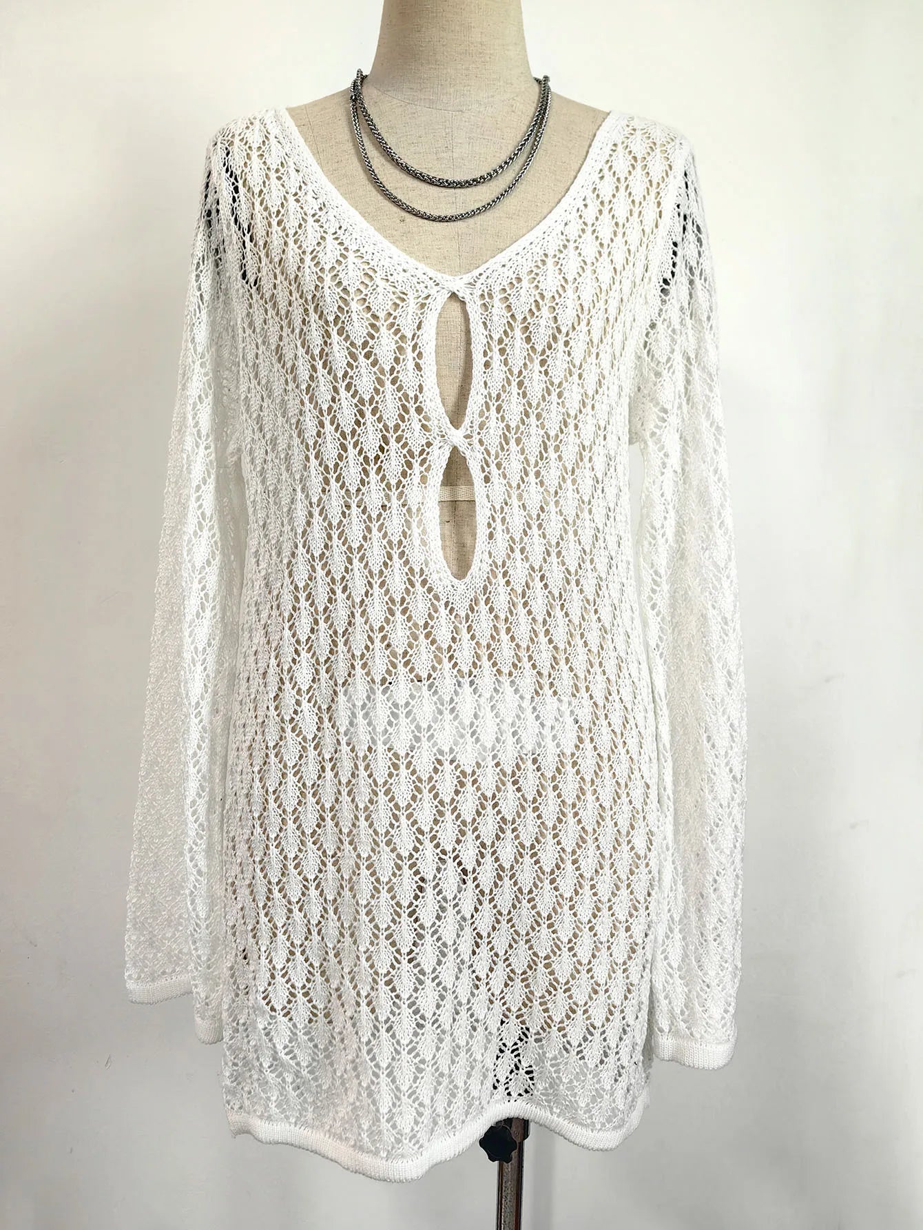 Beachwear Cover Up Ladies Beach Dress Fashion Swimwear For girls Woman Hollow Knitted Bikini Sexy Swimsuit Summer Coverups