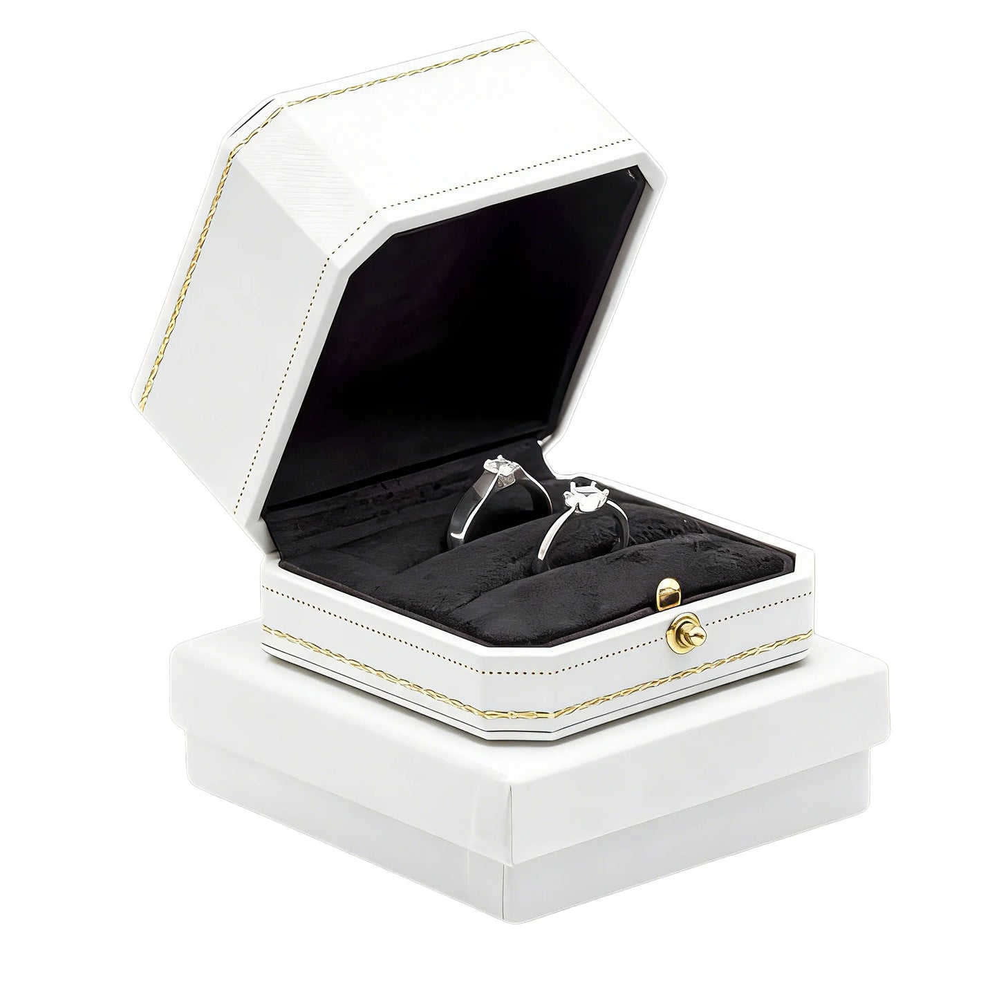 Customizable LOGO Vintage Octagonal Gold Text Storage Box Ring Earnail Bracelet  Jewelry Packaging Case Collection Storage Box
