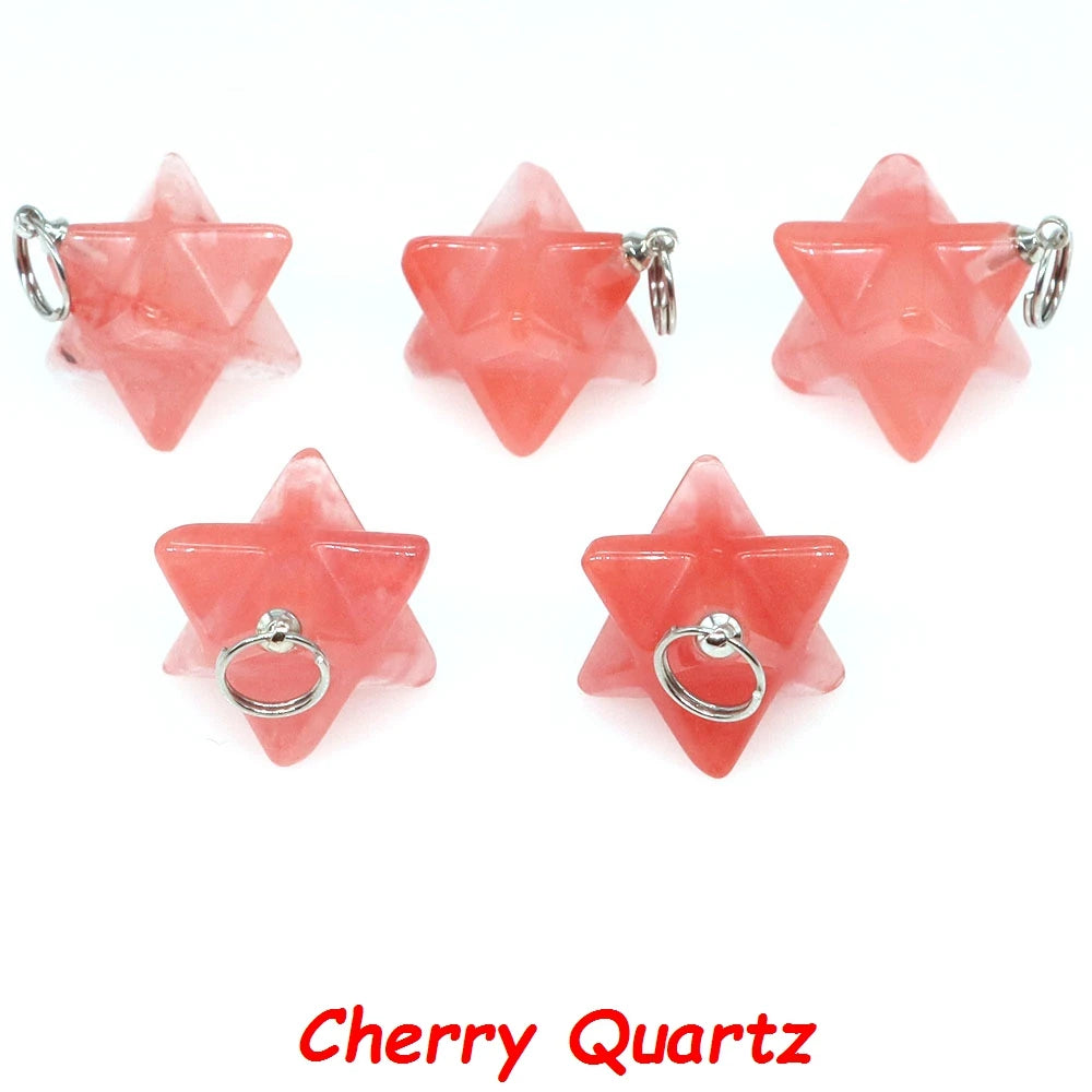 13mm Merkaba Star Pendant Natural Hexagram Stone Necklace Reiki Healing Crystal Wiccan Energy Gemston For DIY Jewelry Home Decor
