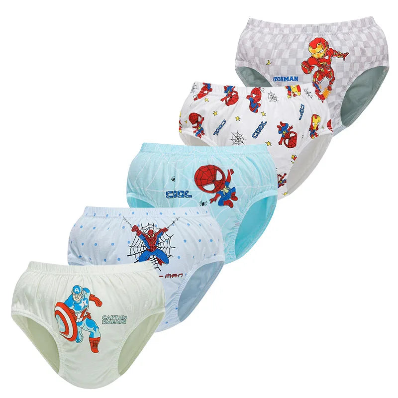 Exquisite Boxed 5-Piece Boys Cotton Underwear Comfortable and Breathable Briefs Boys Spider-Man Print Children Triangle Panties