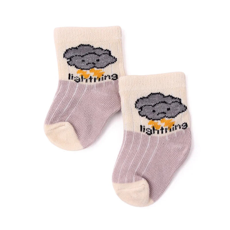 7 Pairs Set for Baby Socks Soft Cotton Cute Animal Smile Face Spring and Autumn for 0-6 Months Toddler Boys and Girls W0040W0052