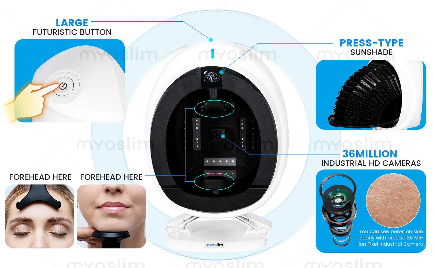 36M HD AI Skin Analyzer Q1pro Face Hair Scalp Detection Machine 8 Spectral Imaging Android 15.6 21.5 inch Custom Report