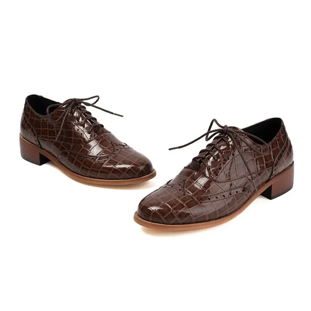 2025 Women Shoes Spring New Fashion Round Toe Lace Up Retro Single Shoe for Office Party Walk Thick Low Heeled big Size 48 775-1