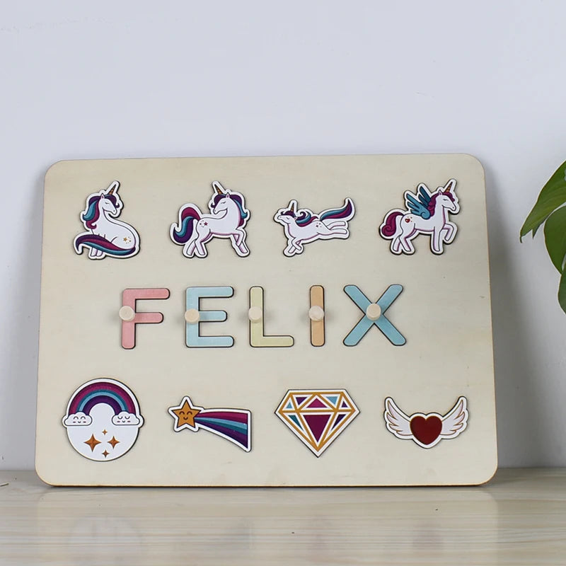 Montessori Personalised Wooden Puzzle Baby Custom First Name Puzzle Customization Letter Board Gift Child Jigsaw Educational Toy