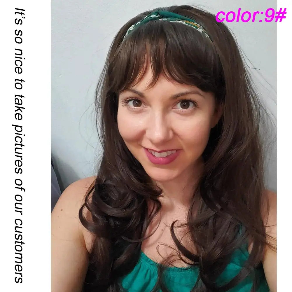 24 Inch Long Wavy Head Tied  3/4 Half Wigs With Clips In, Synthetic Fibers Hair Extension Wigs For Women