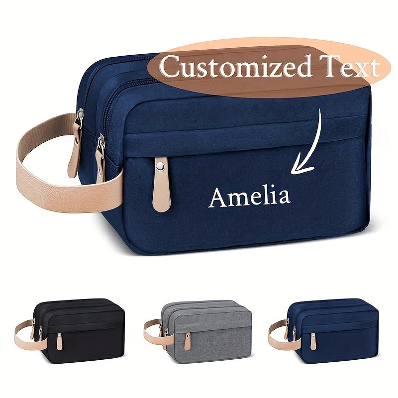 Men's Personalized Name Oxford Grooming Bag Double-layer Large Capacity Storage Bag Ideal Makeup Organizer Toiletry for Grooming