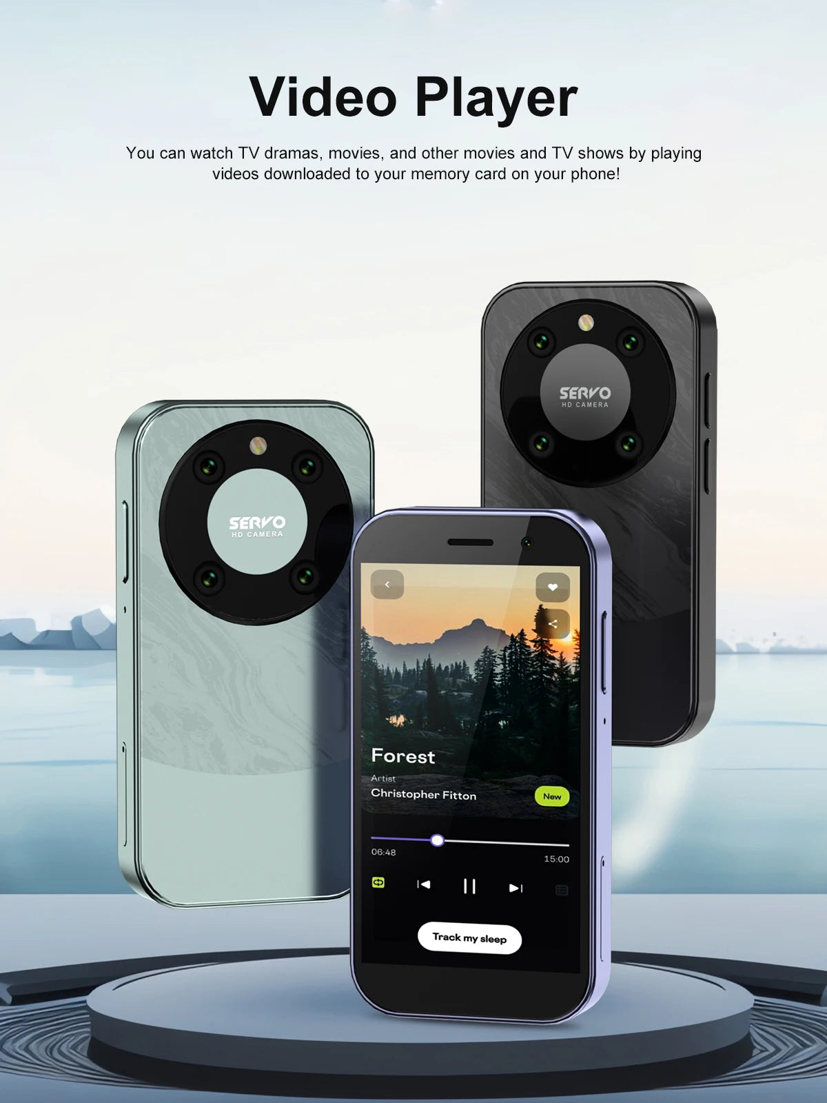 SERVO KING 9000 3.0" HD Display Small Smartphone Android 10.0 Network 4G LTE 2GB+16GB 2000mAh Face Recognition Mini Mobile Phone