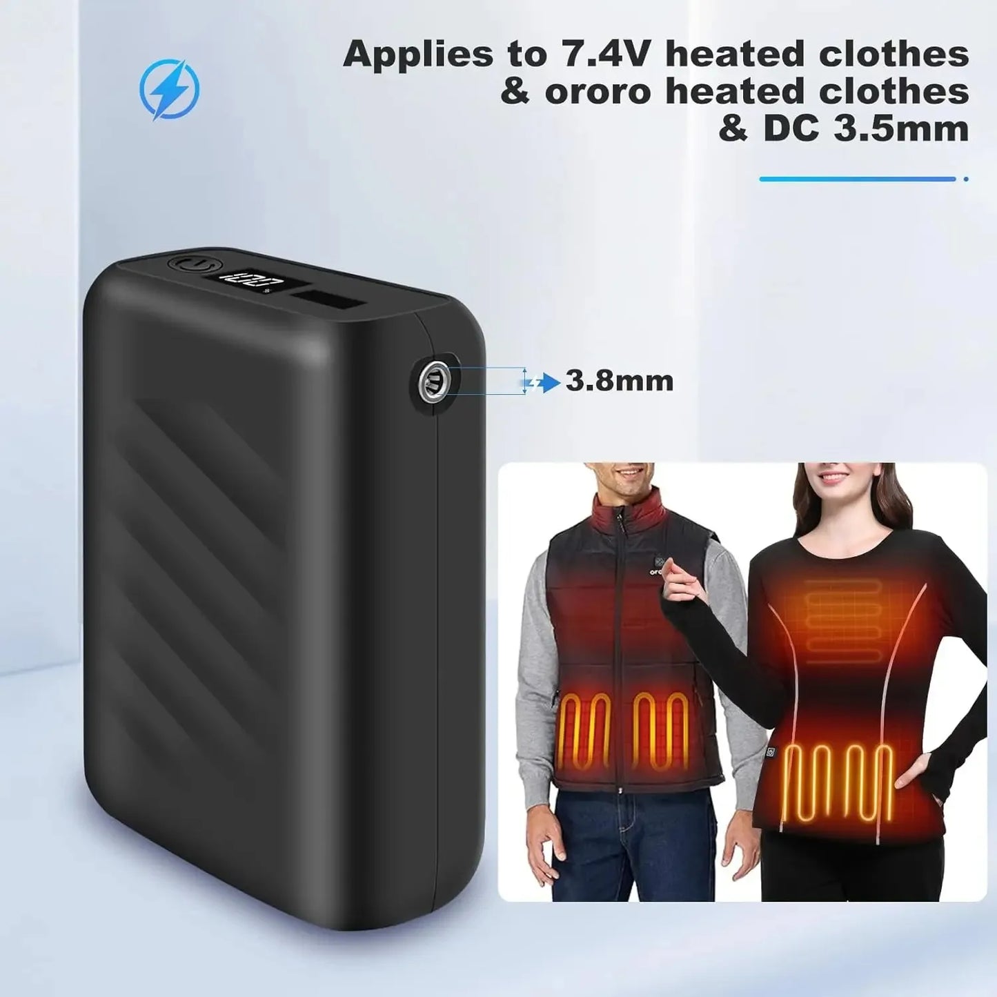 30000mAh Rechargeable 12V 3A Power Pack For Heated Jacket Power Bank Spare Battery Portabl Heating Vest Auxiliary Battery