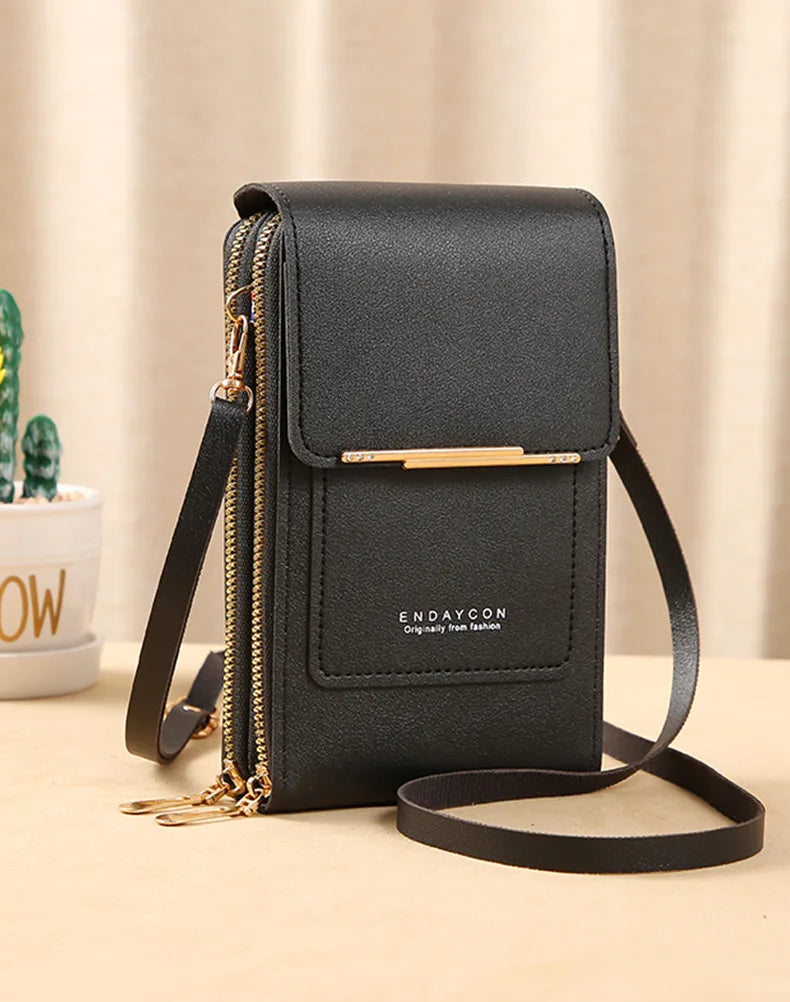 Women Crossbody Shoulder Bags Wallets Touch Screen Cell Phone Bag Soft Leather Strap Handbag for Female Luxury Messenger Bags