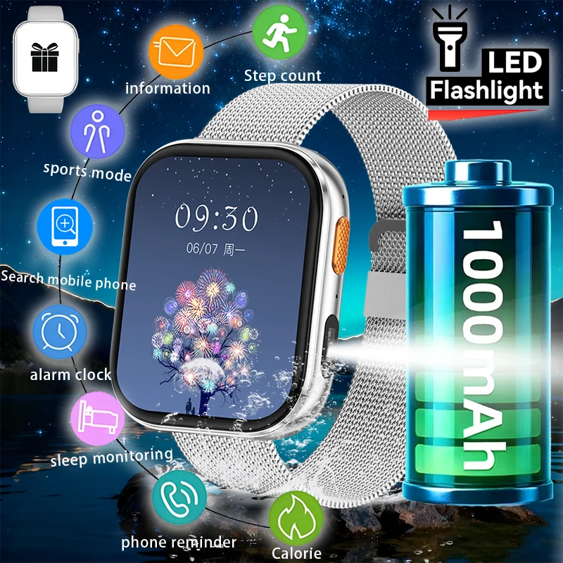 2025 New Military Grade Smartwatch Men 2.04" HD Screen Waterproof Sports Fitness Tracker Bluetooth call Smartwatch birthday gift