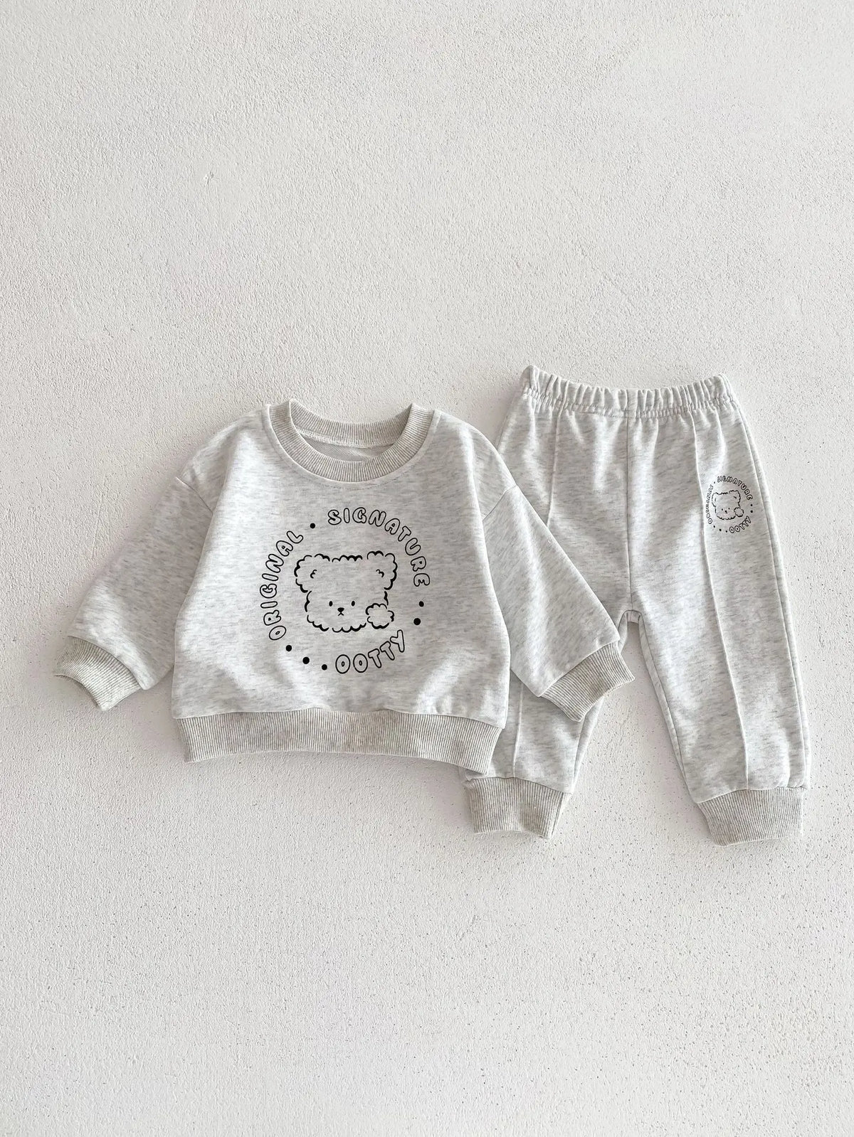 Spring New Baby Clothing Set, Korean Style Cute Bear Two-Piece Outfit for Kids, Long Sleeve Top & Pants Set