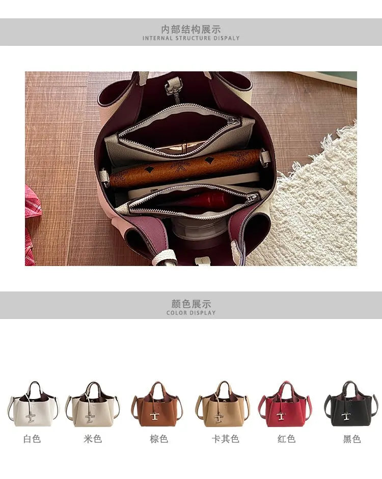 Unique High-End Leather Diaper Bag: Elegant Crossbody Messenger Bag For Women With Vintage Designer Look And Large Capacity