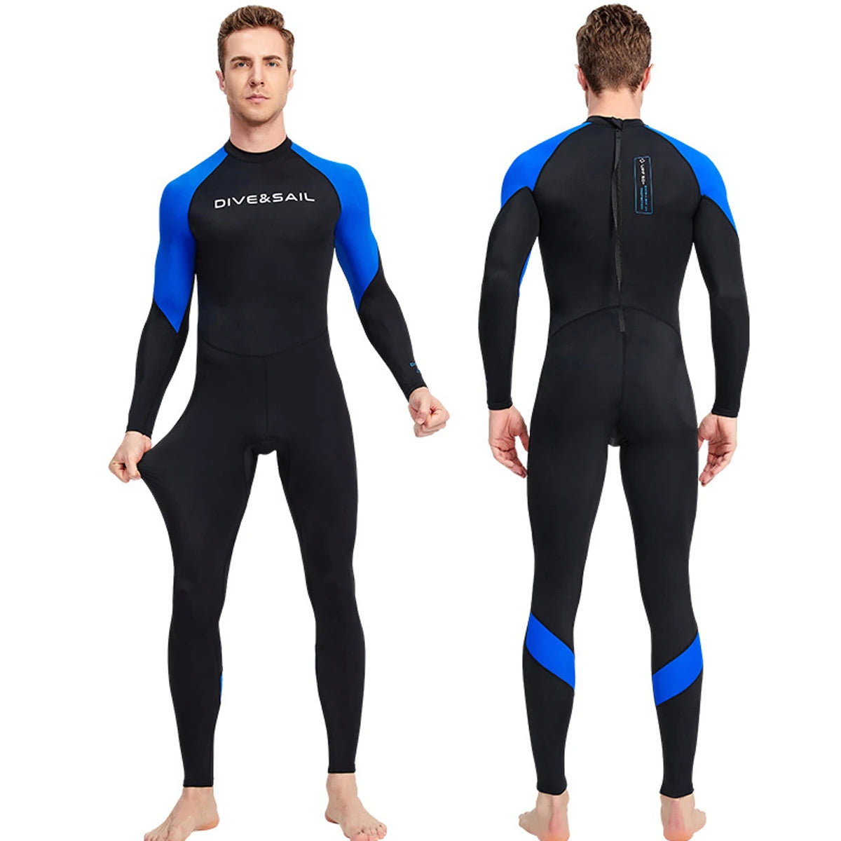 Summer Men's Long-sleeved One-piece Swimsuit Lightweight Breathable Beach Surfing Swimming Sunscreen Quick-drying Clothesdropshi