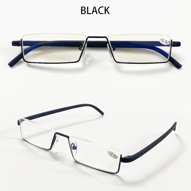 Metal Anti-Blue Light Reading Glasses Men Half Frame Prescription Eyeglasses Male Reading Glasses