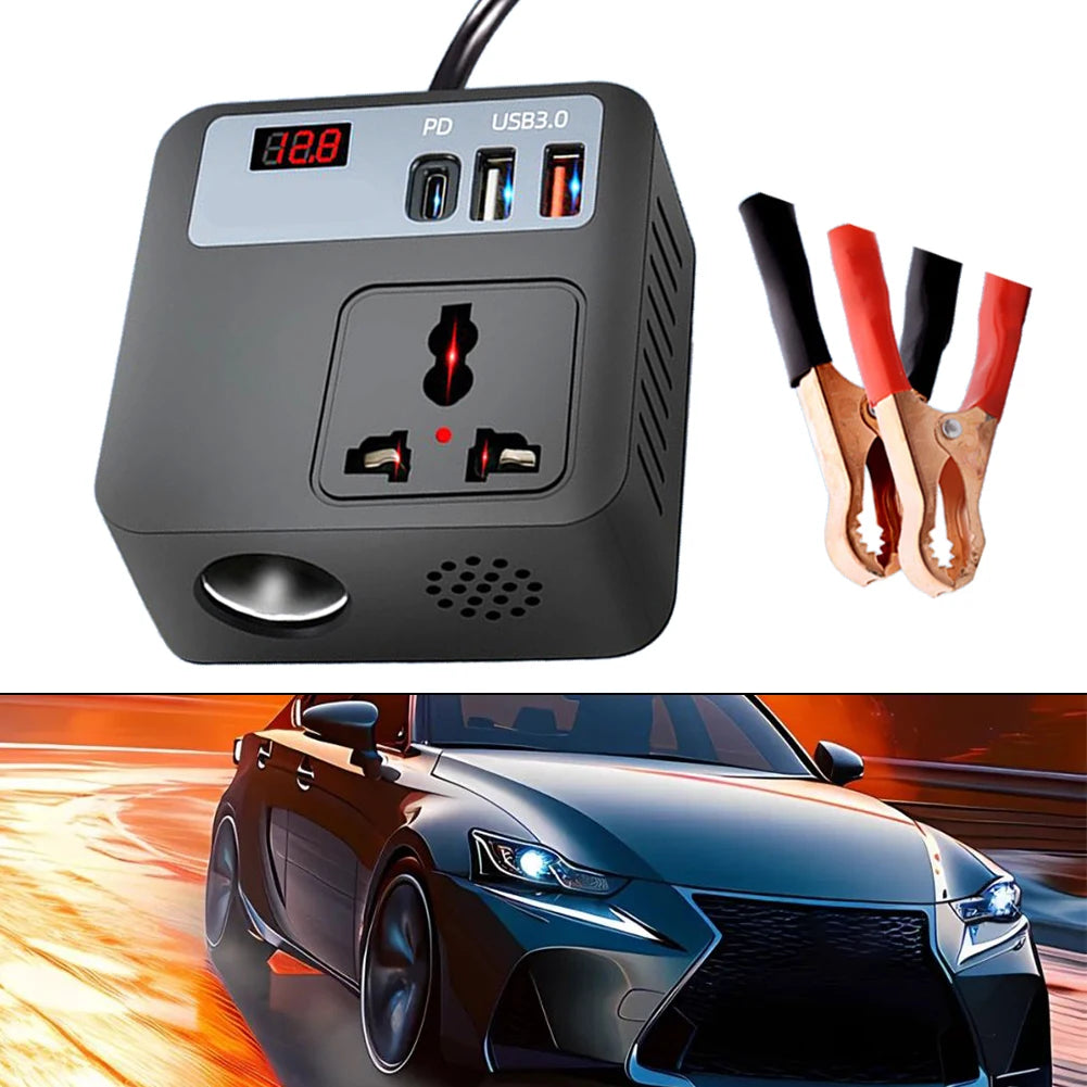 12v To 220v Car Adapter Car Charger 220V Adapter White, Black 12V Inverter 100W Power 12V To 220V Output Travel Charging