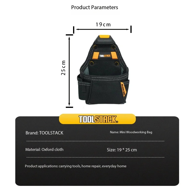 TOOLSTACK Mini Utility Toolkit Quality Hardwear Carpenter Work Tools Bag Quick-Hook Service Kit Hammer & Screwdriver Waist Pouch