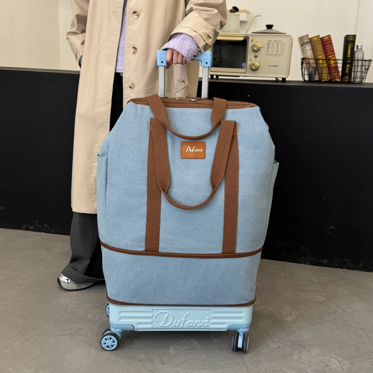 Pulley Luggage Bag, Universal Wheel Travel Bag, Foldableable Suitcase, Lightweight Trolley Bag, Large Capacity Hand-Pulled Backpack, Travel Cosmetics Bag