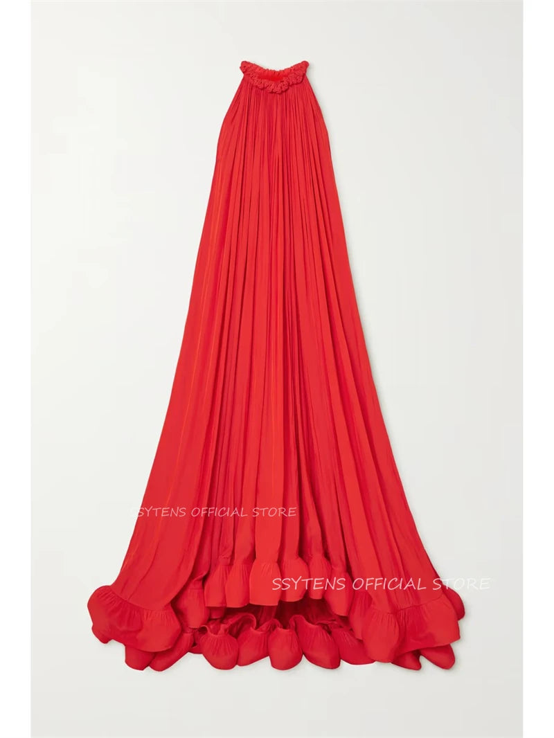Red Chiffon Cocktail Gowns Customized Special Holiday Party Dress Stage Performance Formal Ceremony Evening Party Dress Summer