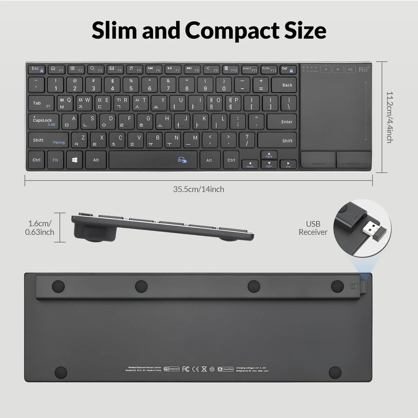 Wireless Touch Keyboard with Standard Keys Ultra-thin Business Bluetooth Touch Keyboard for PC Computers Office Keyboards