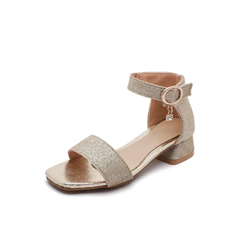 Fashion Children's Summer Sandals Sequins Simple Girls Causal Princess Low-heel Dress Shoes Wedding Party Kids High-top Sandals