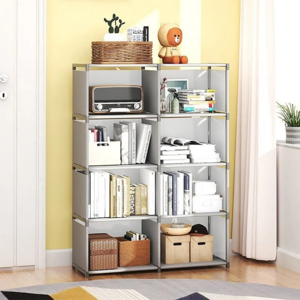 Simple Bookshelf Multi Layer Easy Assembly Diy Wardrobe Bookshelf  Plastic Square Storage Rack Living Room Study Room Bedroom