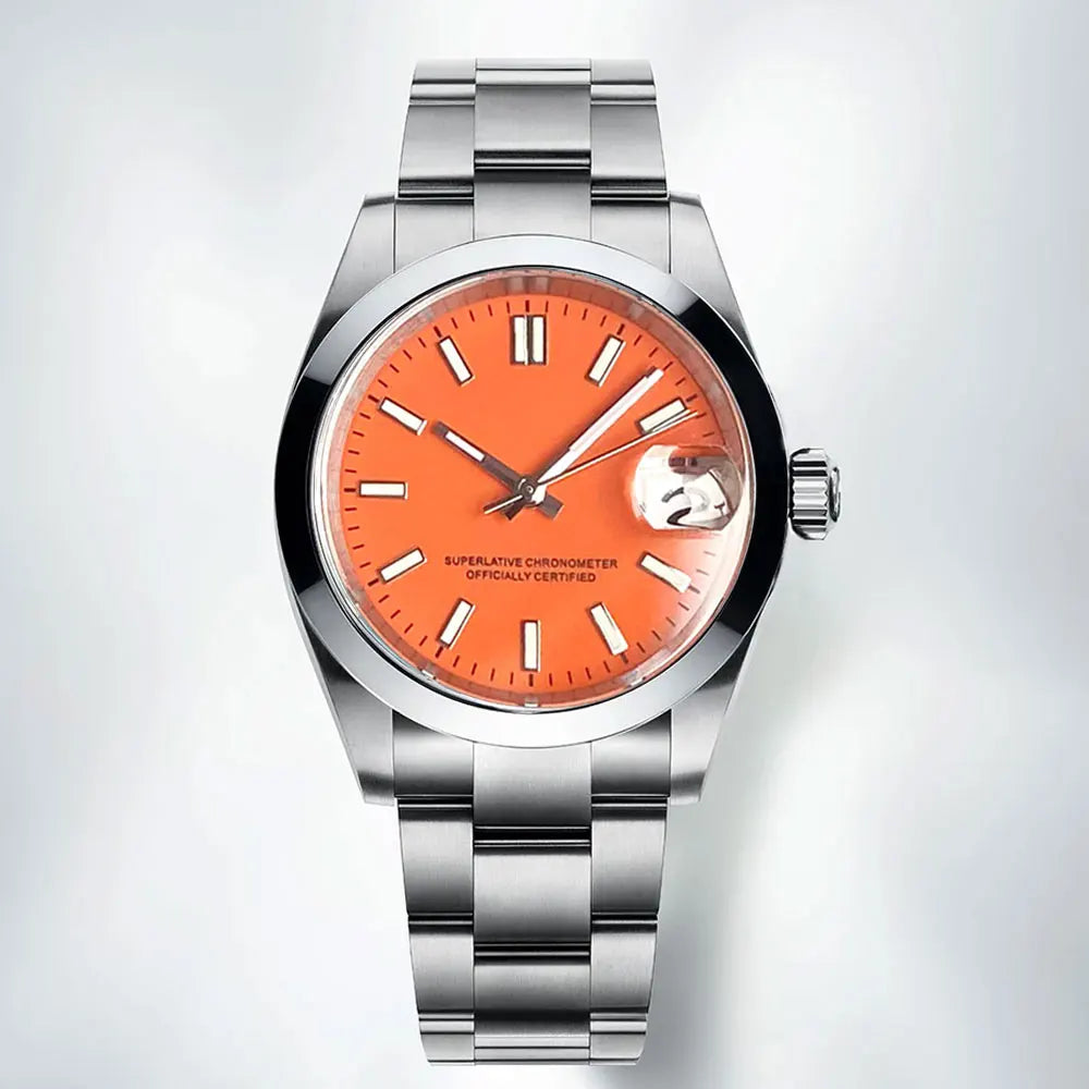 Tandorio New Round Sapphire Glass 200m Waterproof Black Sunbrust Dial Japan NH35A Automatic Mechanical Movement Men's Watch