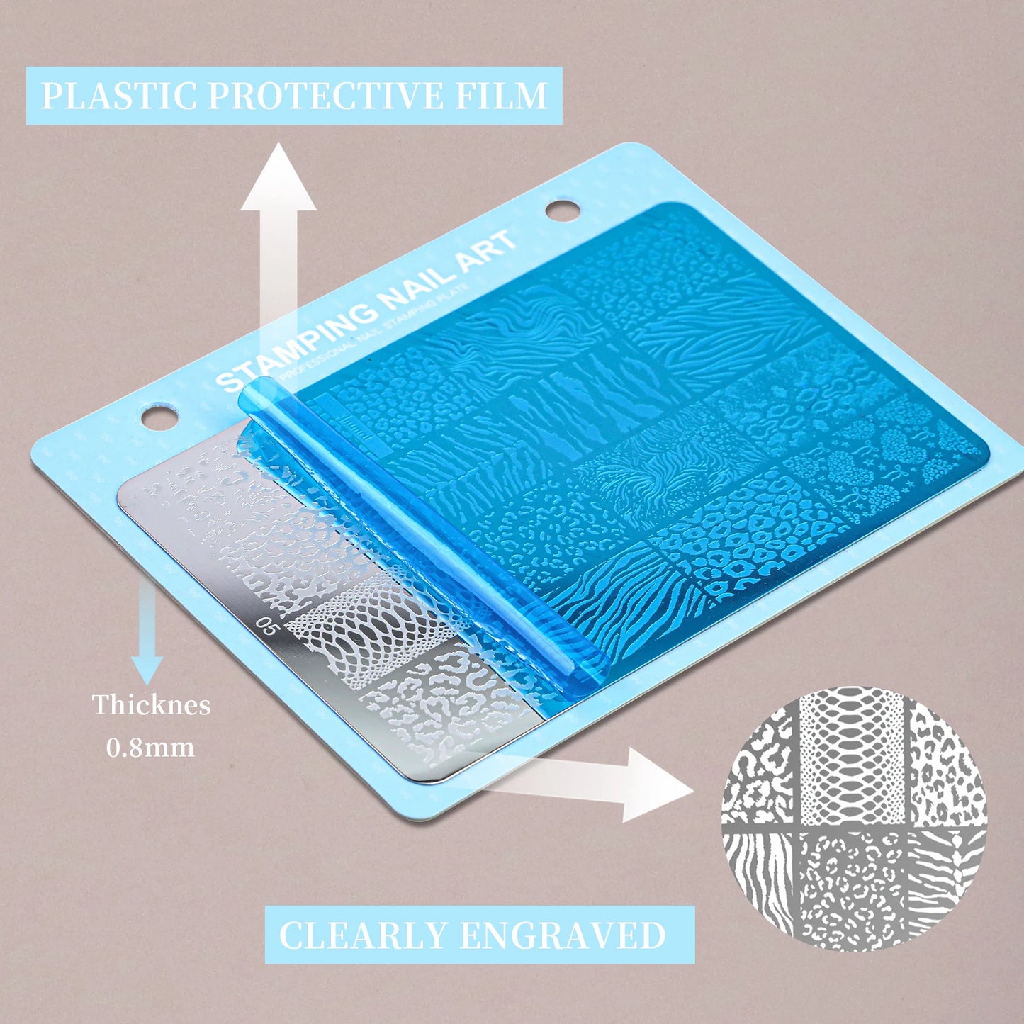 Print Nail Stamping Plate Leopard Snake Pattern Nail Art Stencil Stainless Steel Nail Stamp Template for DIY Manicure nial tools
