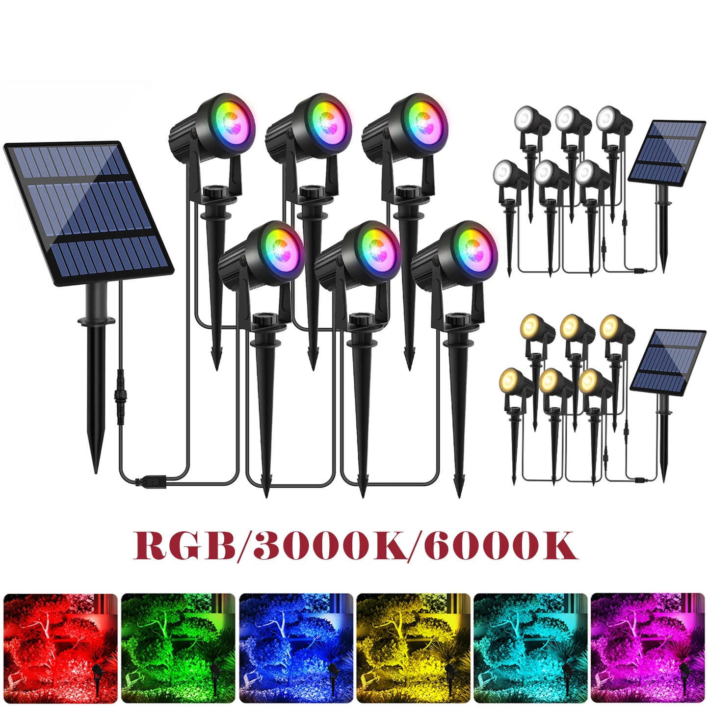RGB/3000K/6000k Solar Garden Light Outdoor Solar Power Spotlight IP65 Waterproof Wall Light Lawn Lamp For Yard Lawn Walkway