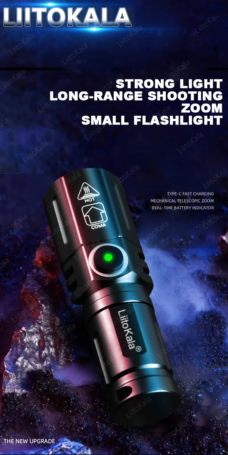 LiitoKala LF-536 LF-535 LED white laser Mini Flashlight 16340 700mAh Rechargeable Battery