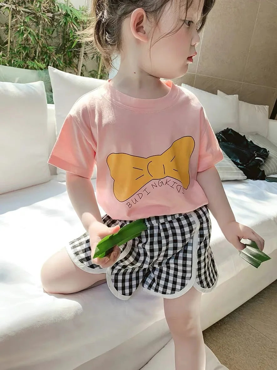 Baby Girls Boys Short Sleeved T-shirt Kids Cotton Top Tees Toddler Cartoon Print Shirts Summer Children's Clothing Korean Style