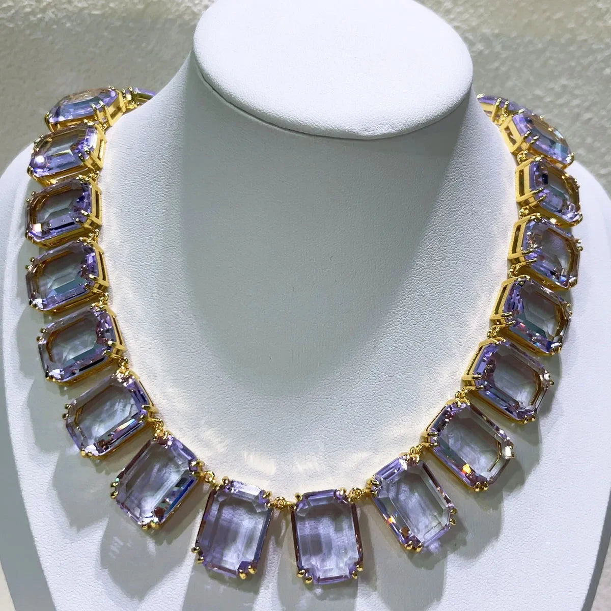 Original Charms Fine Jewelry Set Women Several Purple Zircon Crystal Necklace Bracelet Earrings Stainless Steel Romantic Gift