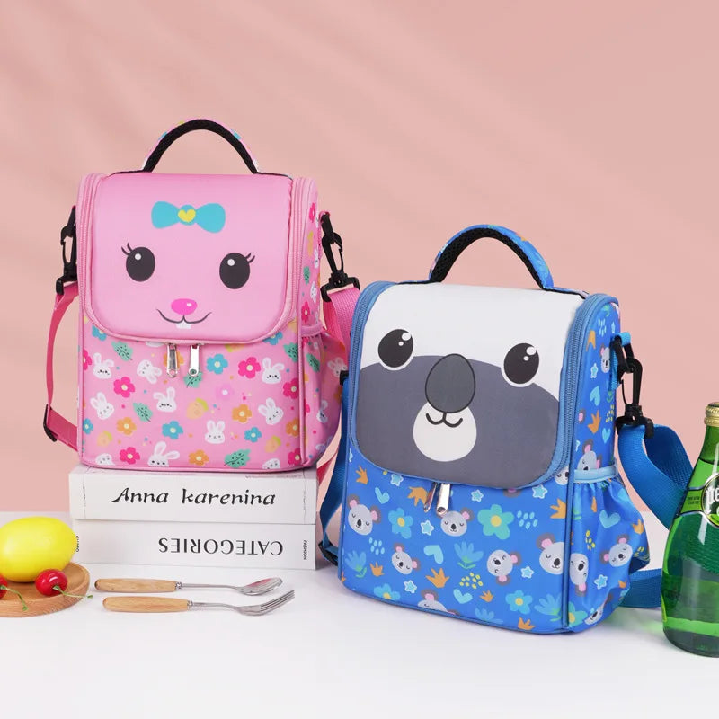 Children's Cartoon Portable Square Lunch Bag Ice Bag Student Insulation Meal Bag Traveing Outdoor Picnics Single Shouder Bag