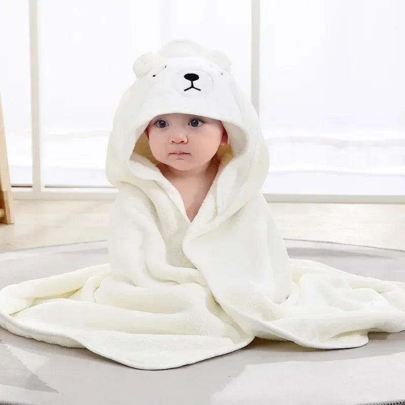 80*80cm/ Cartoon Baby Bath Towel Body Hooded Polyester Fiber Baby Bathrobe Newborn Swaddling Girl and Boy Baby Blanket