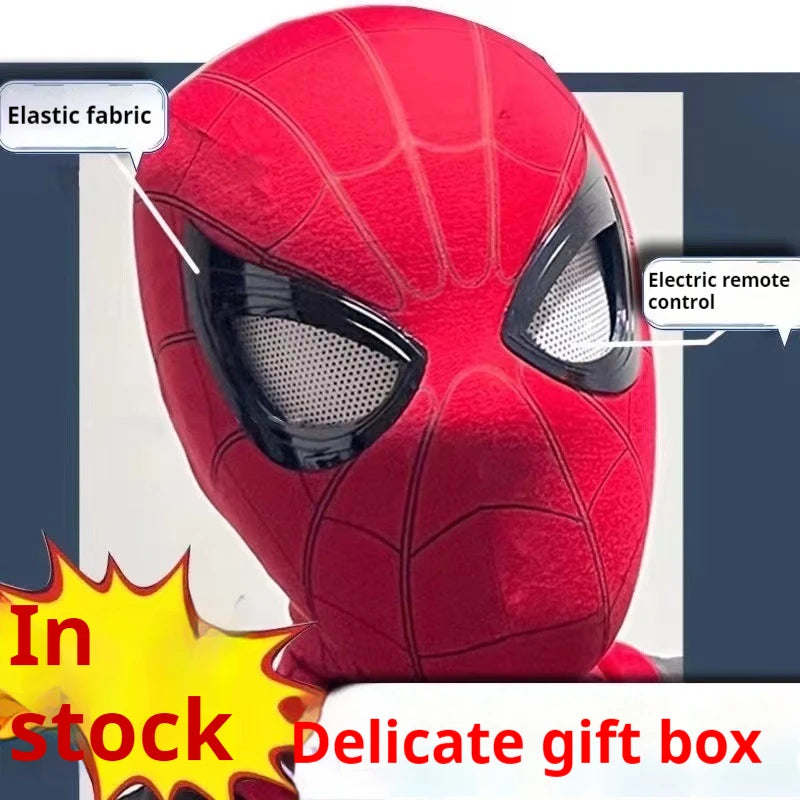 Spiderman Mascara Headgear Cosplay Moving Eyes Electronic Mask Spider Man Remote Control Elastic Toys For Adults Kids Gifts