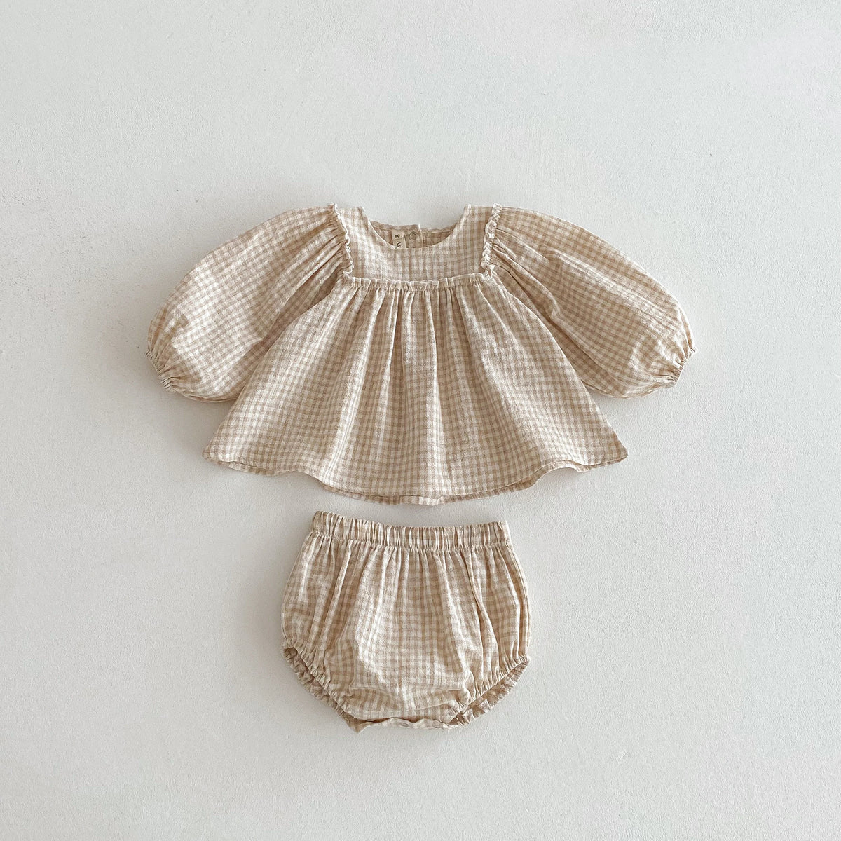 Spring Baby Girls Sets Girls Cotton Plaid Lace Blouse+Bottom Shorts Set for Kids Infant Outfits 0-3T Baby Girl Clothing Outfits