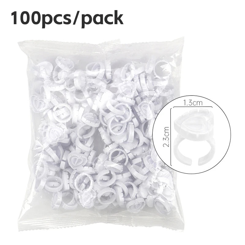 AILEISHI 100Pcs Disposable Eyelash Glue Fan Cup Rings Holder Container Tattoo Pigment Eyelash Extension Tools Lash Supplies