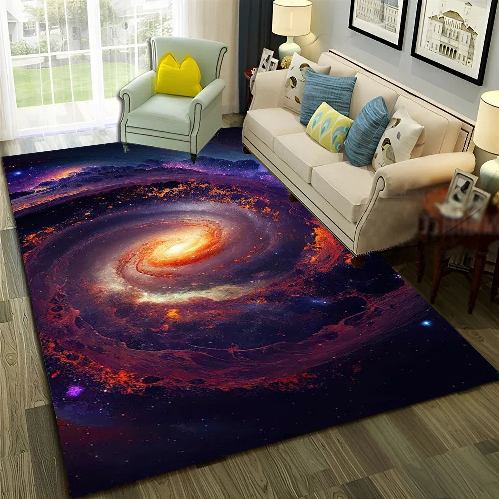 Galaxy Planet Star 3D Universe Space Carpet Rug for Home Living Room Bedroom Sofa Doormat Decor,Kid Area Rug Non-slip Floor Mat