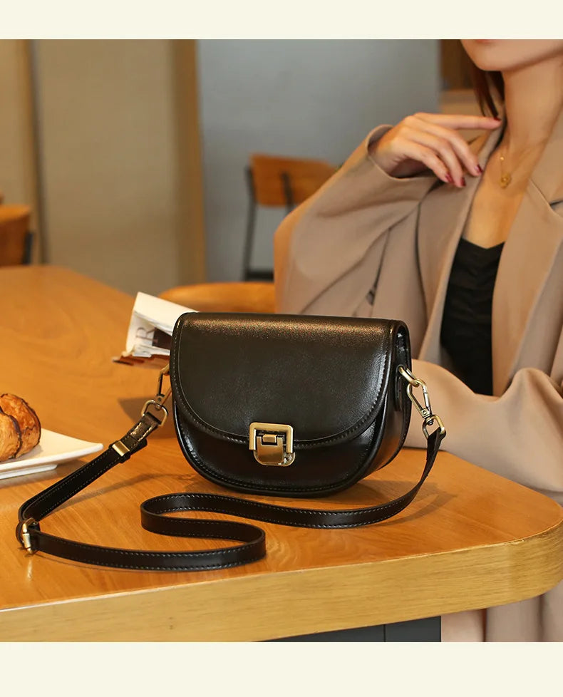 2023 New Style Real Leather Women's Bag Vegetable Tanned Genuine Cow Leather Single Shoulder Messenger Bag Lady Popular Purse