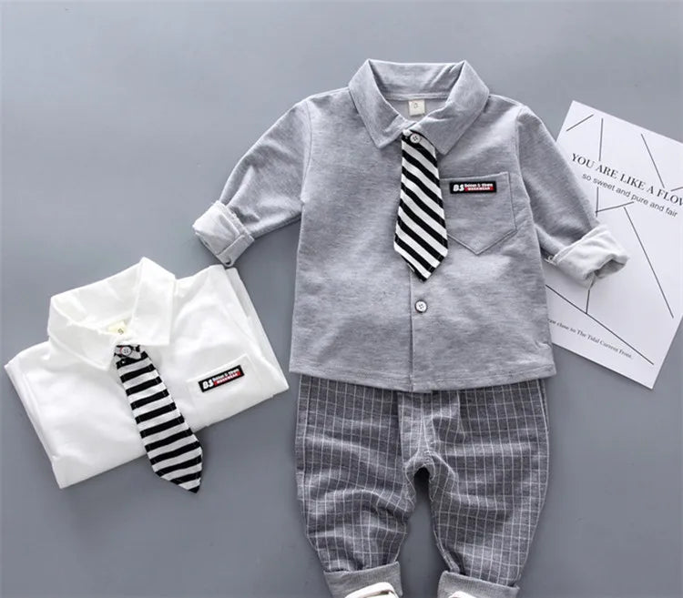 Lawadka Baby Boy Clothes Sets Long Sleeve Tie T-Shirt +Pants 2Pcs Outfits Cotton Sport Suit For Boy Clothes Spring Autumn 6M-3Y