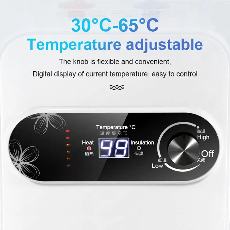 8L Water Storage Instant Electric Water Heater Rapid heat Insulation Digital display Thermostat Knob Control Up Down Water Inlet