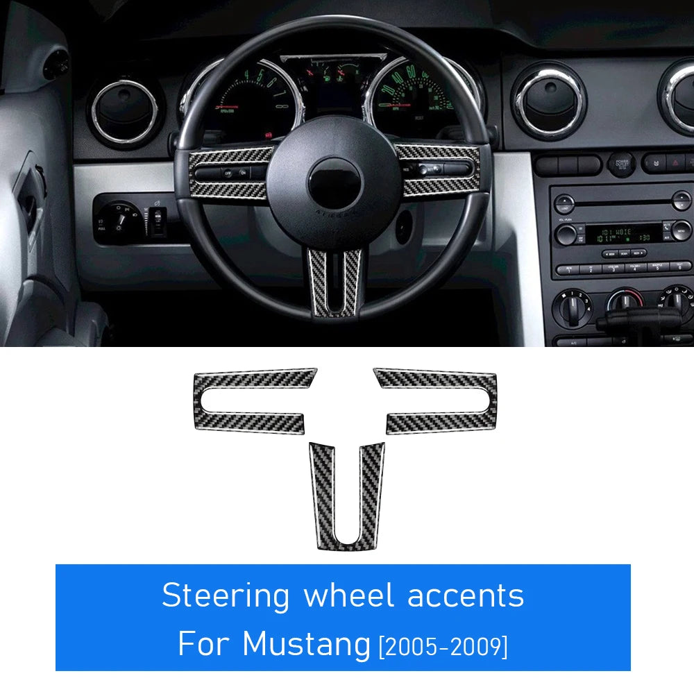 Real Soft Carbon Fiber Sticker For Ford Mustang 2005 2006 2007 2008 2009 Accessories Interior Trim Car Gear Shift Panel Cover